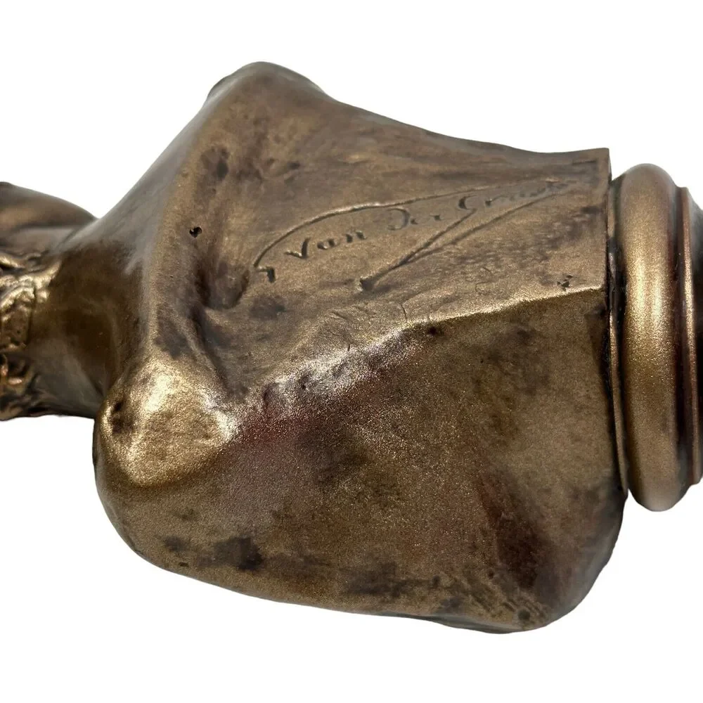 Georges Van‎ Der Straeten Sculpture Bronze Gold Women Bust Art Nouveau Antique